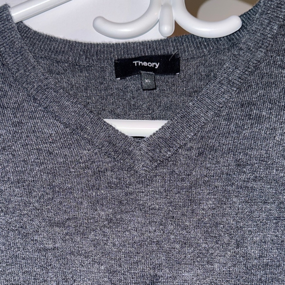 Theory Men's Charcoal V-Neck Sweater